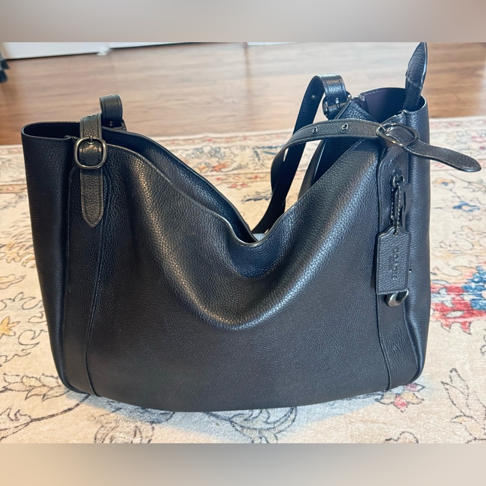 Black Leather Shoulder Bag - Classic Everyday Tote-Alana Tote Bag
